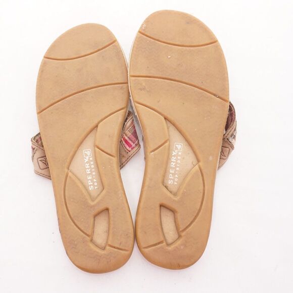 SPERRY TopSider Plaid Leather Thong Sandals, 7 - Picture 10 of 10